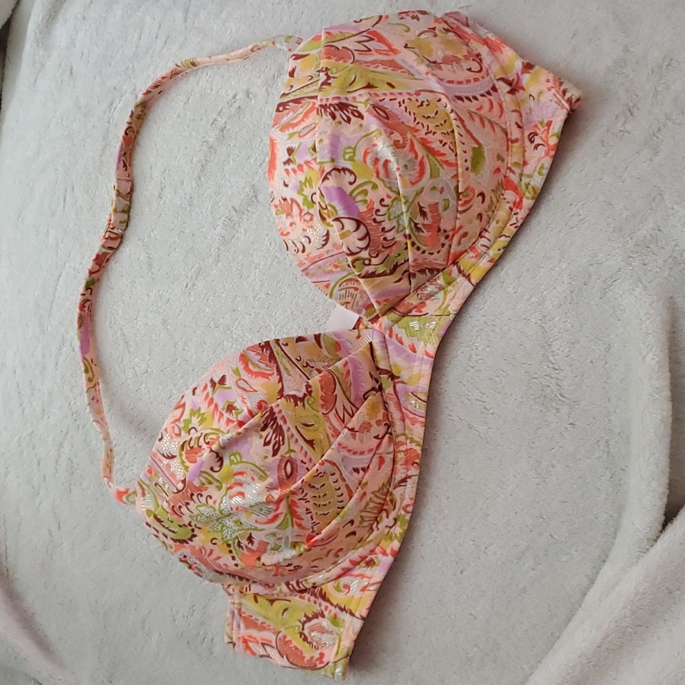 Victoria Secret Neon Paisley Sz 34B Swimsuit Top